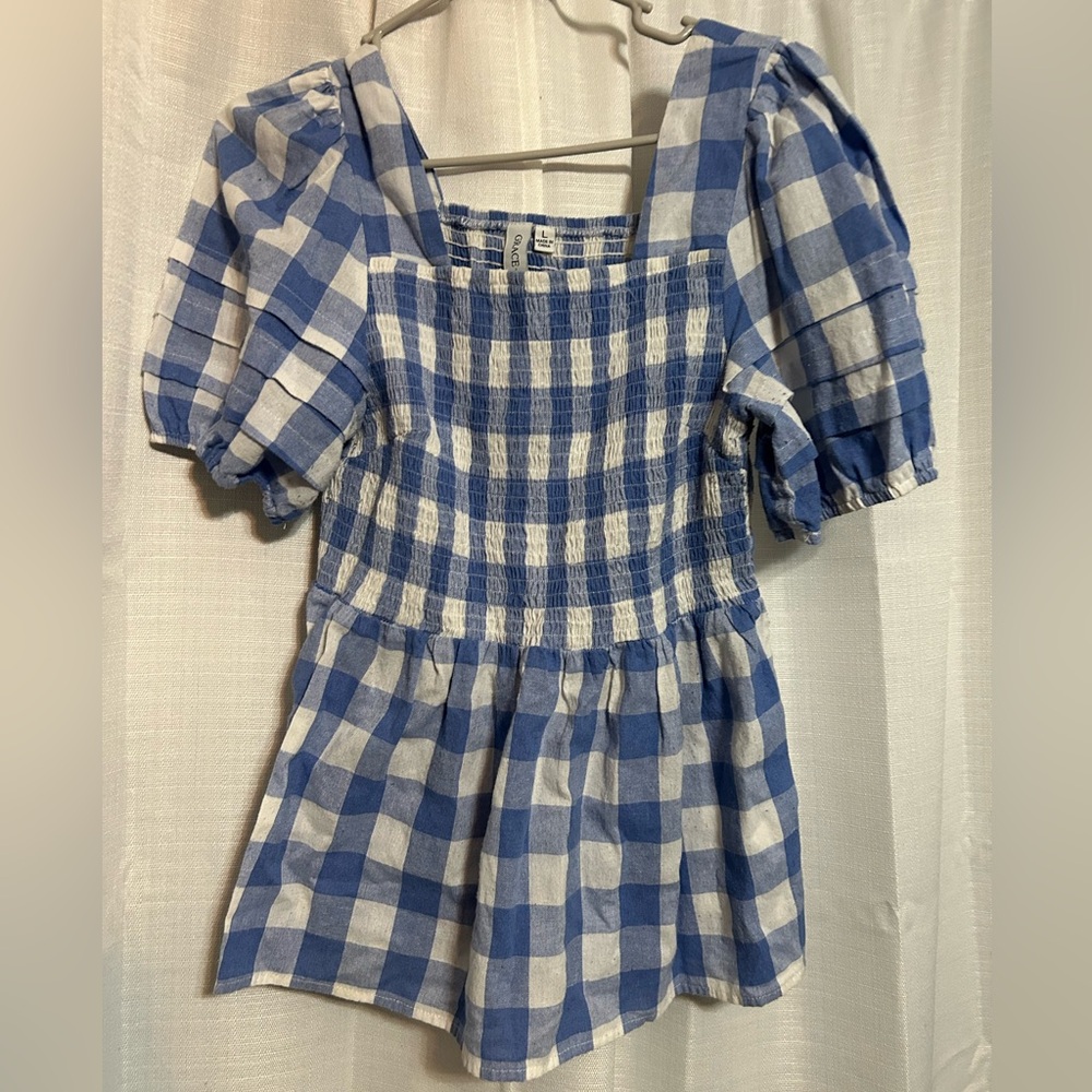 Plaid ruffle shirt by Grace & Karma